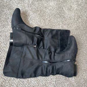 Black slouchy suede booties